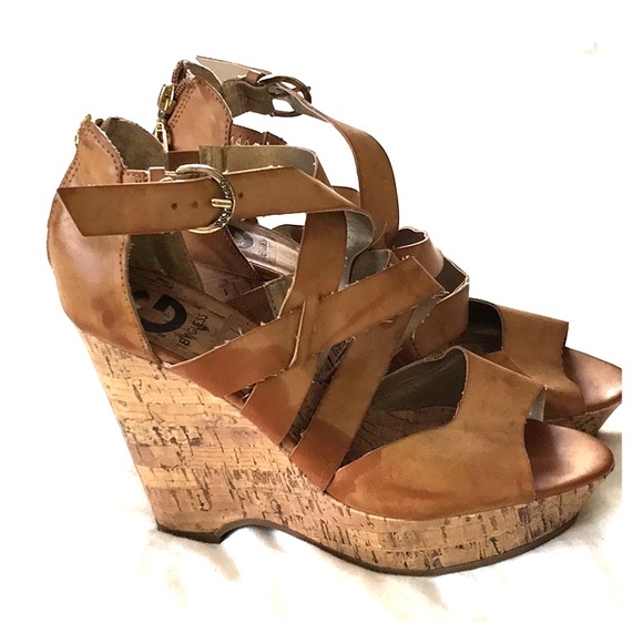 Guess wedge leather sandals - Picture 1 of 4